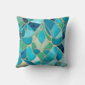 ターコイズ抽象芸術モザイクアールデコスタイル クッション (裏面)