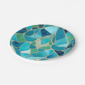 ターコイズ抽象芸術モザイクアールデコスタイル ペーパープレート (アングル)