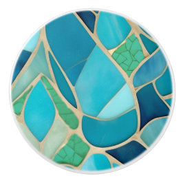 ターコイズ抽象芸術モザイクアールデコドロワープル セラミックノブ
