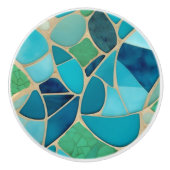 ターコイズ抽象芸術モザイクアールデコワードローブドア セラミックノブ (正面)