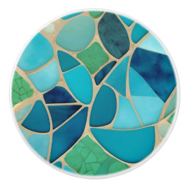 ターコイズ抽象芸術モザイクアールデコワードローブドア セラミックノブ