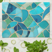 ターコイズ抽象芸術モザイク キッチンタオル (折り畳み)