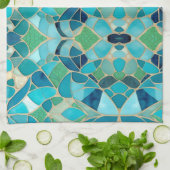 ターコイズ抽象芸術モザイク キッチンタオル (折り畳み)
