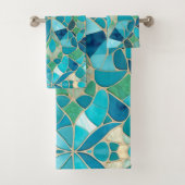 ターコイズ抽象芸術モザイク バスタオルセット (インサイチュ)