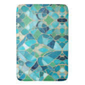 ターコイズ抽象芸術モザイク バスマット (正面縦)