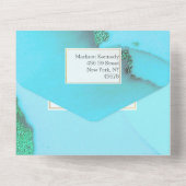 ターコイズ抽象芸術ワンダ オールインワン招待状 (裏面)
