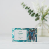 ターコイズ抽象芸術写真QRコード名刺 名刺 (スタンド正面)