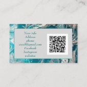 ターコイズ抽象芸術写真QRコード名刺 名刺 (裏面)