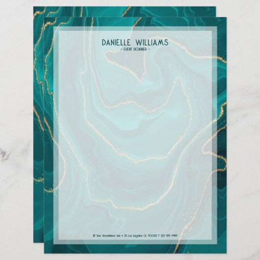 ターコイズ抽象芸術大理石テクスチャ レターヘッド (正面/裏面)