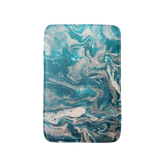 ターコイズ抽象芸術小風呂マット バスマット (正面縦)