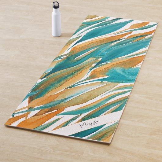 ターコイズ抽象芸術秋アーモノグラムのト ヨガマット (インサイチュ)