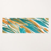 ターコイズ抽象芸術秋水カラーハンド色彩の鮮やか ヨガマット (正面(横))