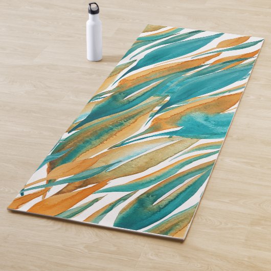 ターコイズ抽象芸術秋水カラーハンド色彩の鮮やか ヨガマット (インサイチュ)