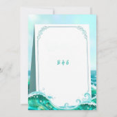 ターコイズ抽象芸術結婚沿岸 招待状 (裏面)