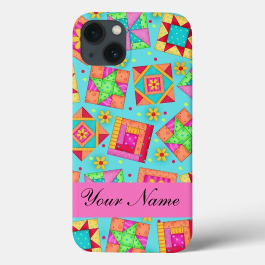 ターコイズ数々の色キルトパッチワークブロック Case-Mate iPhoneケース (裏面)
