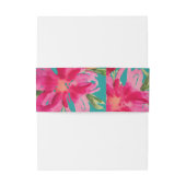 ターコイズ明るい赤紫色フローラ水結婚色 招待状ベリーバンド (裏面例)