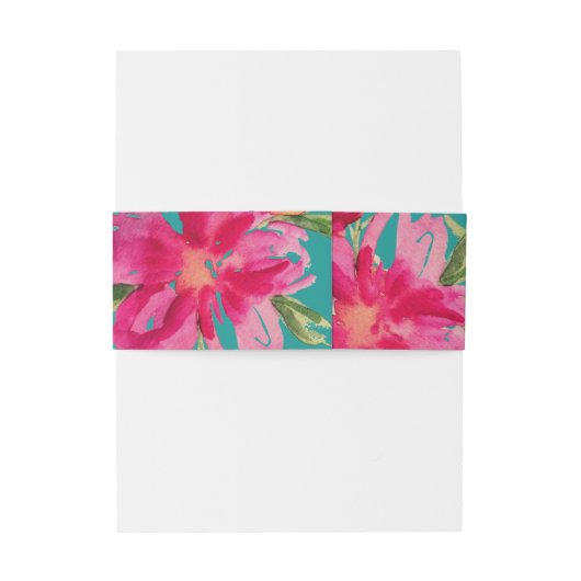 ターコイズ明るい赤紫色フローラ水結婚色 招待状ベリーバンド (裏面例)