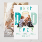 ターコイズ最高のパパ あなたのスーパーパパ 父の日の写真 シーズンカード (正面/裏面)