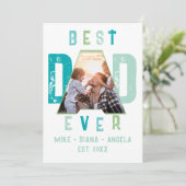 ターコイズ最高のパパ いつものスーパーパパ 父の日の写真 シーズンカード (スタンド正面)