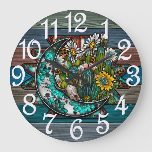 ターコイズ月 ラージ壁時計 (正面)