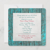 ターコイズ木材の発願の更新に関する赤いハート 招待状 (裏面)