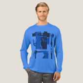 ターコイズ木炭幾何学的抽象デザイン トライブレンドＴシャツ (正面全体)