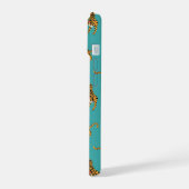 ターコイズ柄のトラ iPhone 15ケース (左側面)