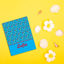 ターコイズ柄のポピーな野花 プランナー手帳