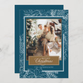 ターコイズ植物学メリークリスマスフォト シーズンカード (正面/裏面)