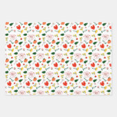 ターコイズ模様の赤いワイルドフラワーラッピング紙 ラッピングペーパーシート (正面3)