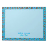 ターコイズ模様褐色天然花 ノートパッド (正面)