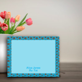 ターコイズ模様褐色天然花 ノートパッド