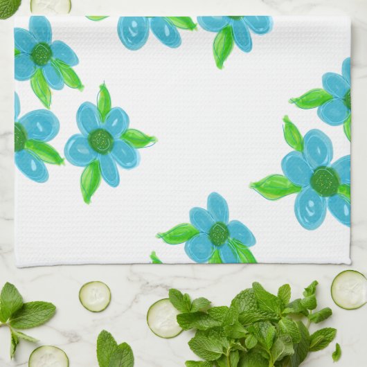ターコイズ模様 キッチンタオル (折り畳み)