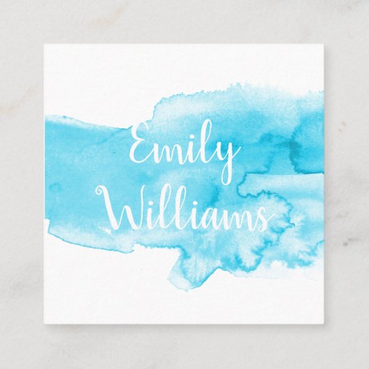 ターコイズ水のカラースプラッアートシュ(モダンW) スクエア名刺 (裏面)