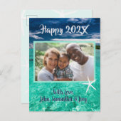 ターコイズ水の新年写真あいさつ葉書 ポストカード (正面/裏面)
