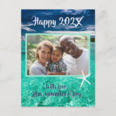 ターコイズ水の新年写真あいさつ葉書 ポストカード (正面)