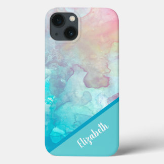 ターコイズ水の色パーソナライズされた iPhone 13ケース