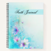 ターコイズ水カラーフローラ信仰ジャーナル ノートブック (正面)