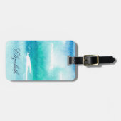 ターコイズ水カラー海パーソナライズされた名 ラゲッジタグ (正面横)