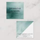 ターコイズ水彩ウェディングプランナー スクエア名刺 (正面/裏面)