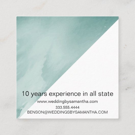 ターコイズ水彩ウェディングプランナー スクエア名刺 (裏面)