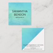 ターコイズ水彩ウェディングプランナー スクエア名刺 (正面/裏面)
