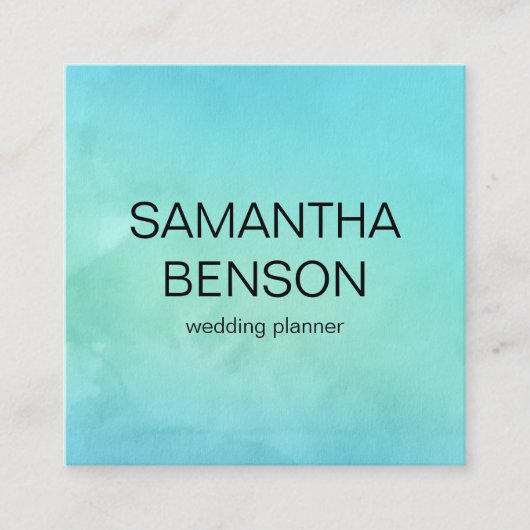 ターコイズ水彩ウェディングプランナー スクエア名刺 (正面)