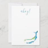 ターコイズ水彩クジラ文房具ノートカード ノートカード (正面)