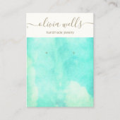 ターコイズ水彩スカイイヤリングディスプレイ 名刺 (正面)