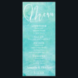 ターコイズ水彩タイポグラフィ結婚のメニュー2 メニュー<br><div class="desc">この結婚デザインのスイートは、鮮やかなターコイズの水色の背景と絵を描ティール(緑がかった色)と緑の色合いを備えている。鍵のフレーズは描写タイポグラフィグラフィックのアクセントとして私のコレクションから豪華なスクリプトフォントを使用して。(ここでは"Menu"という言葉だ).テンプレートフィールドを使って簡単に自分の詳細を追加する。編集可能なタイプの要素は、任意のフォントに変更できもしる、何かを好きにな違うる。お客様のニーズとイベント計画のニーズ結婚に合ったデザインをチェックし連絡て、特別なリクエストとカスタマイズの支援を受けてください。// Melody Watsonがデザインした紙Muserie。</div>