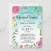 ターコイズ水彩フローラリハーサルディナー 招待状 (正面)