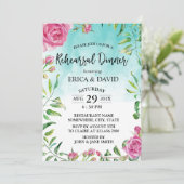 ターコイズ水彩フローラリハーサルディナー 招待状 (スタンド正面)