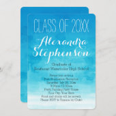 ターコイズ水彩卒業パーティー招待状 招待状 (正面/裏面)