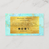 ターコイズ水彩及びフェイク金ゴールド箔 名刺 (裏面)